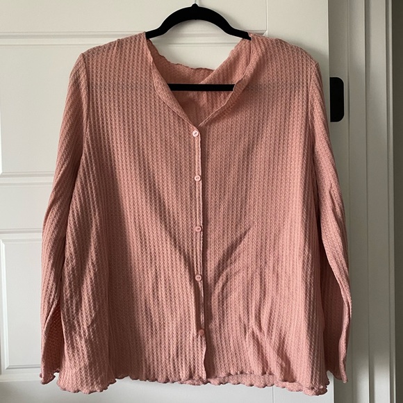 Women’s Rose Pink Long Sleeved and Pants Pajama Set - Picture 2 of 3